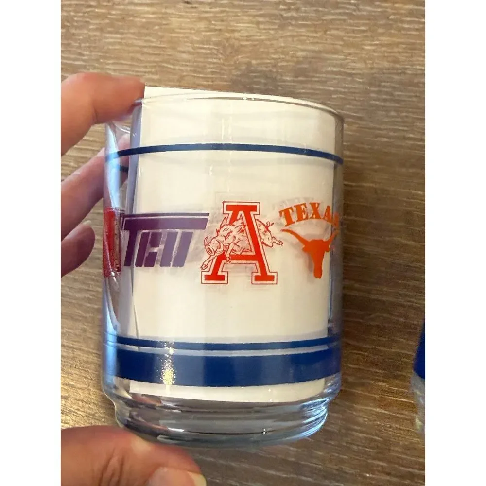 Vintage 1980's Southwest Conference SWC Football Team Logo Glasses Tumbler set 2